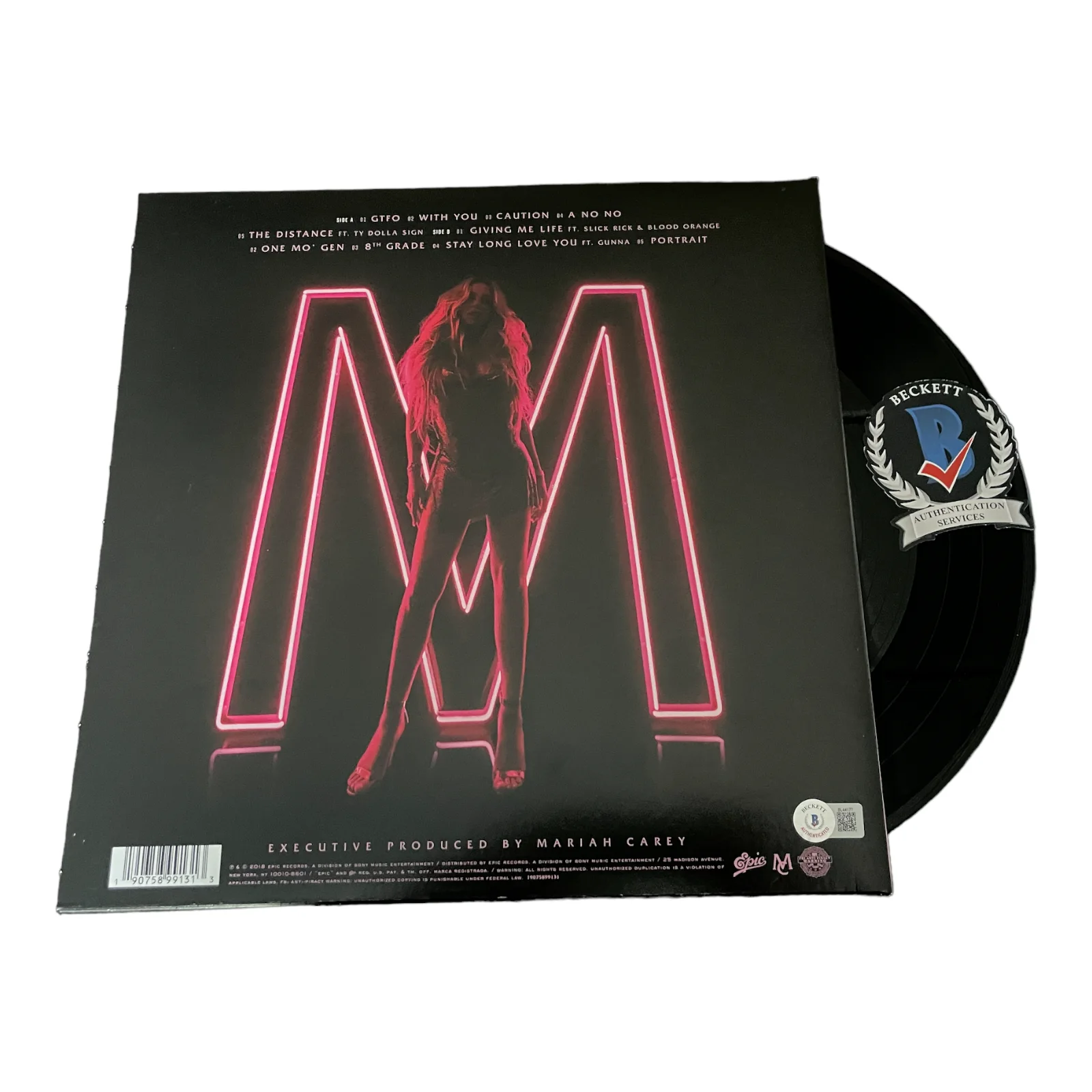 MARIAH CAREY SIGNED AUTOGRAPH CAUTION ALBUM LP VINYL BAS BECKETT MIMI, image 2