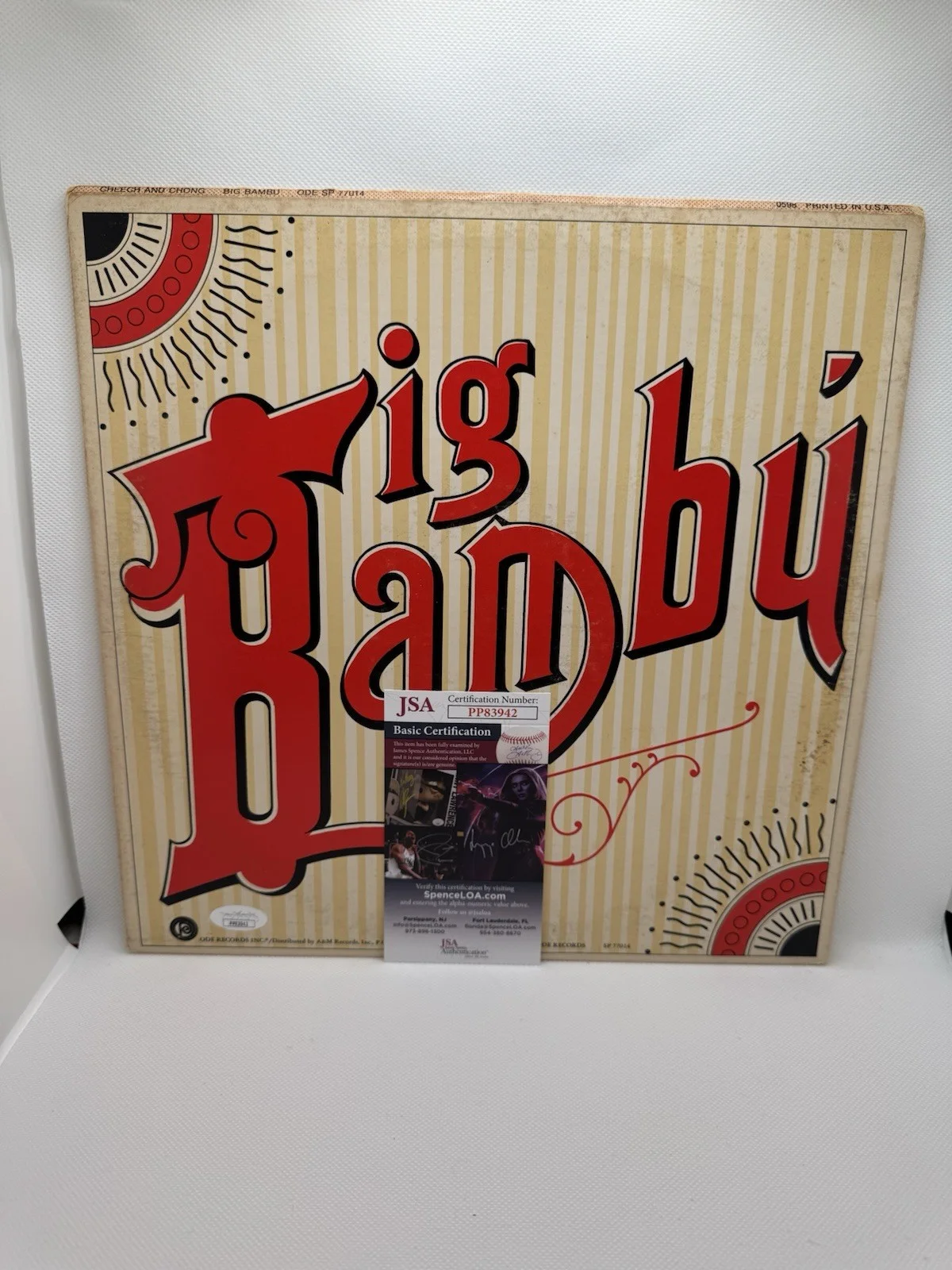 Cheech and Chong signed Big Bambu Album Record Vinyl LP JSA COA Autograph Dual, изображение 2