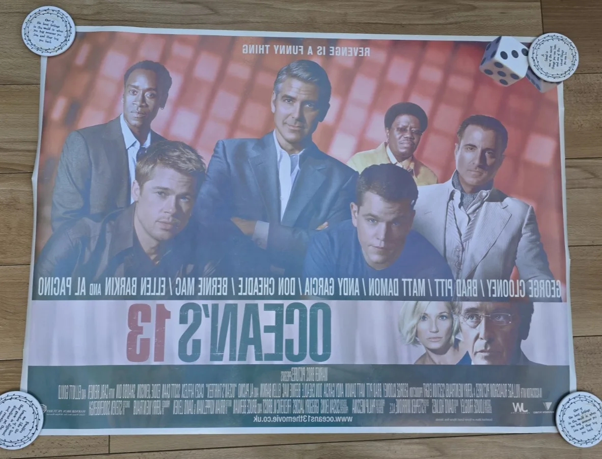 Oceans 13. 2007 UK Quad cinema poster. Double sided 76x101cm, image 2