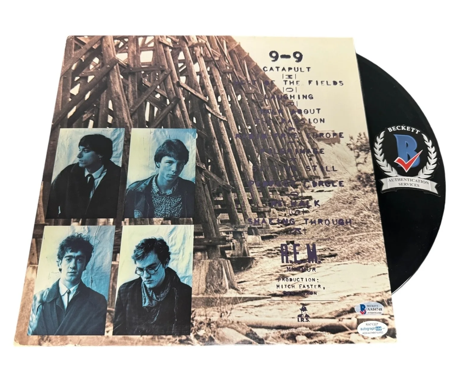 REM Band Signed Murmur Vinyl Michael Stipe Mike Mills Peter Buck Bill Berry BAS, image 2