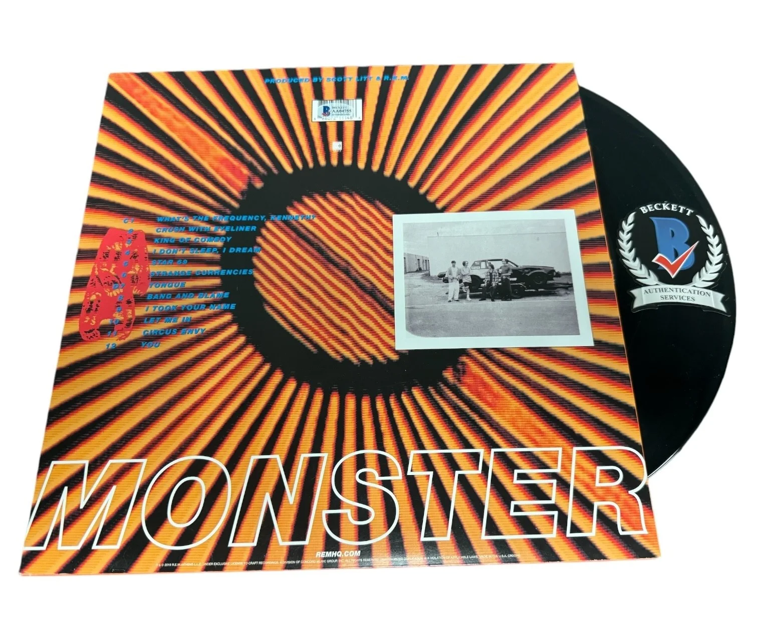 REM Band Signed Autograph Monster Vinyl LP Michael Stipe Mike Mills + 2 Beckett, изображение 2