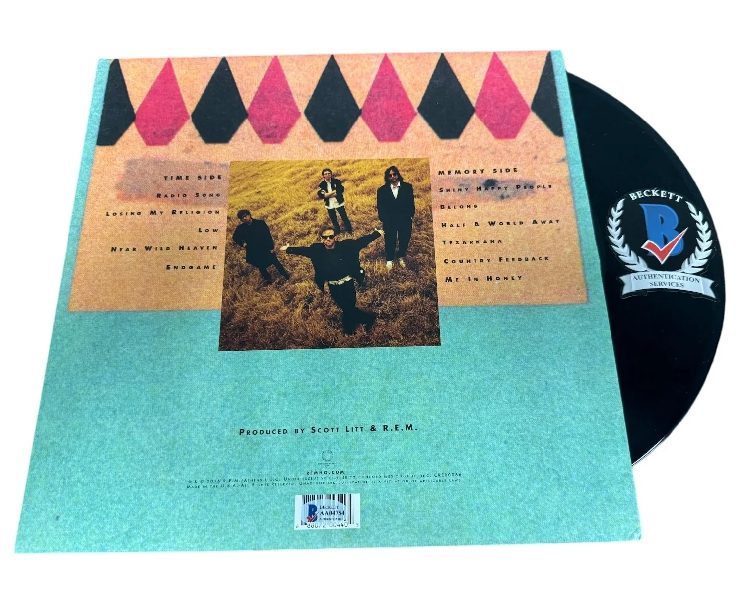 REM Band Signed Autograph Out Of Time Vinyl LP Michael Stipe Bill Berry + 2 BAS, image 2