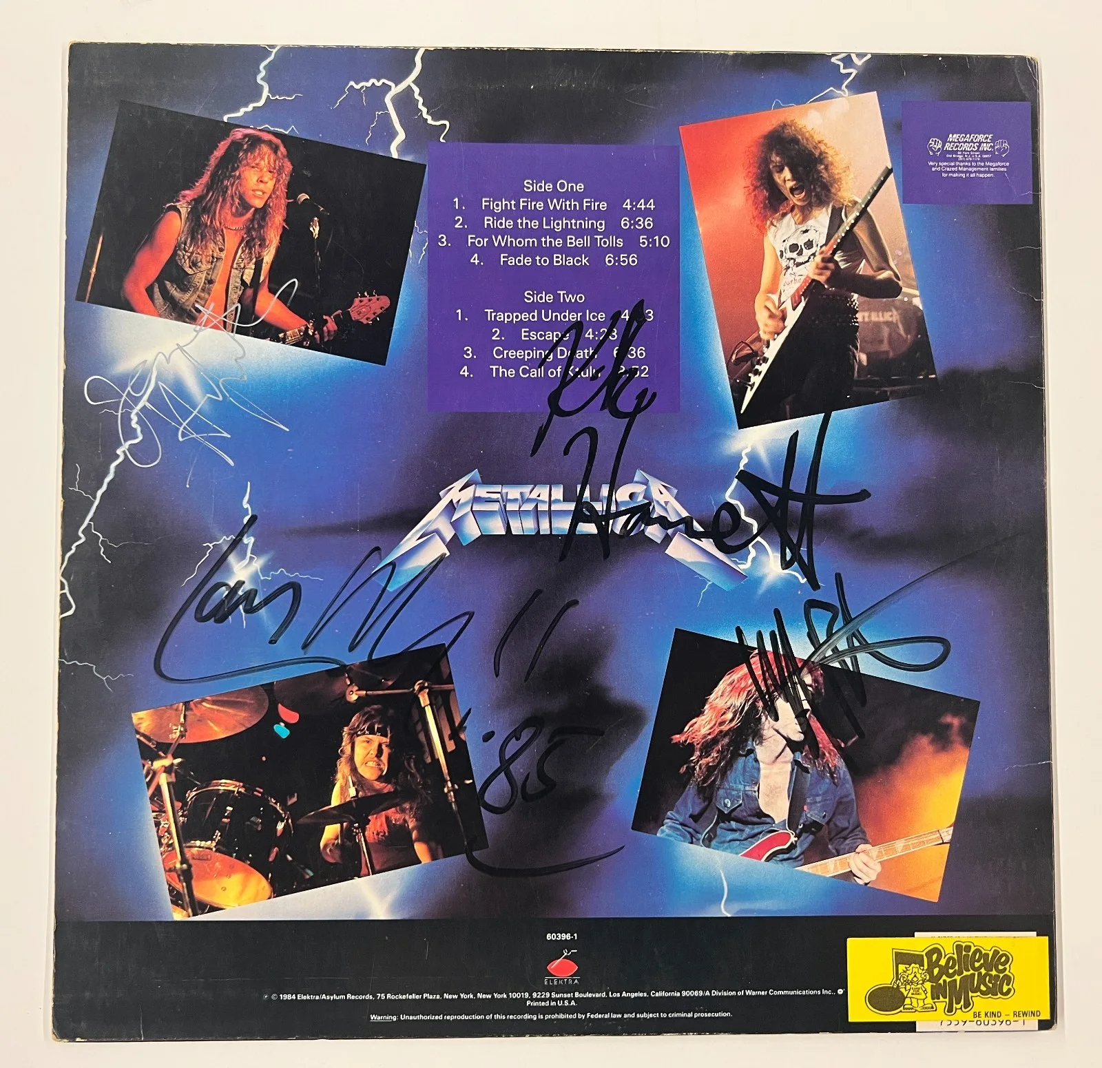 Metallica Ride The Lighting FULLY SIGNED Autographed JSA LOA with Cliff Burton, изображение 3