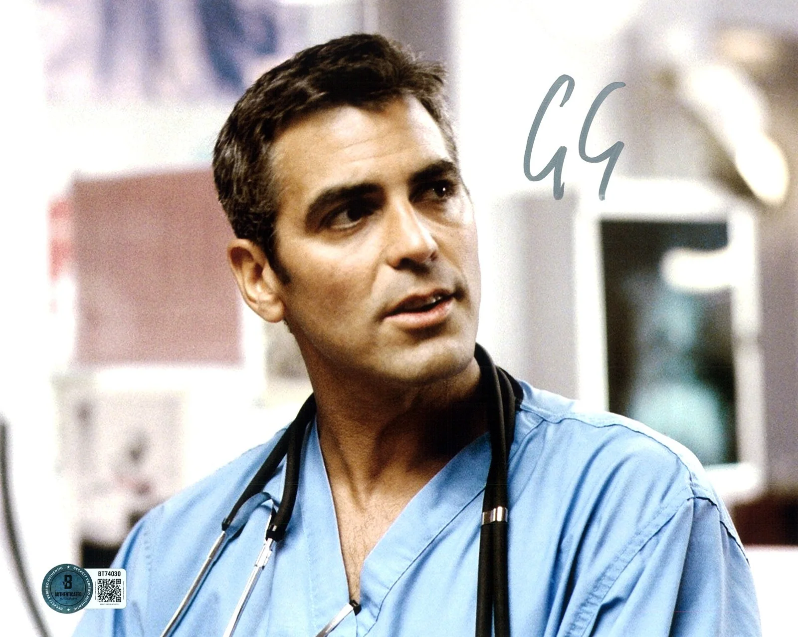 GEORGE CLOONEY — GEORGE CLOONEY ER SIGNED AUTOGRAPH 8X10 PHOTO BAS BECKETT