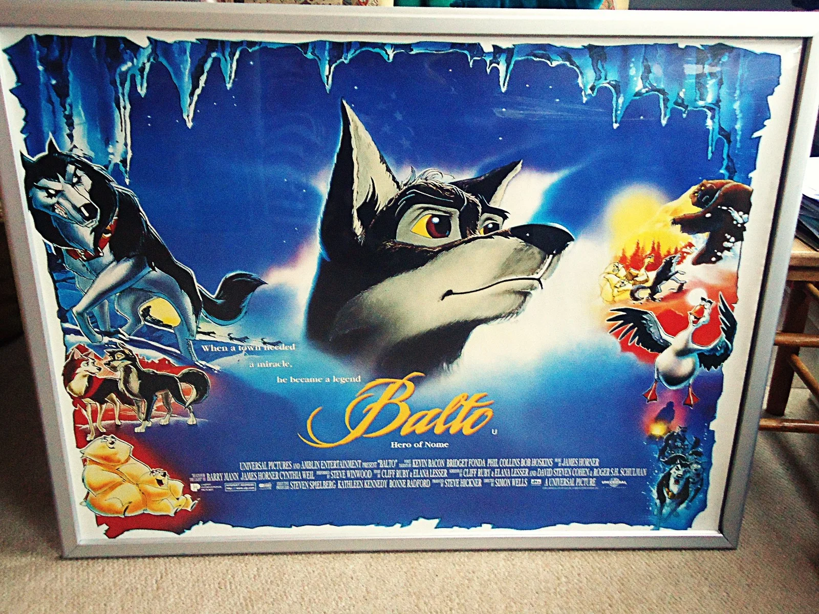 BALTO UK QUAD MOVIE FILM POSTER 1995 31 YRS OLD ORIGINAL JOHN ALVIN ARTWORK GEM, изображение 2