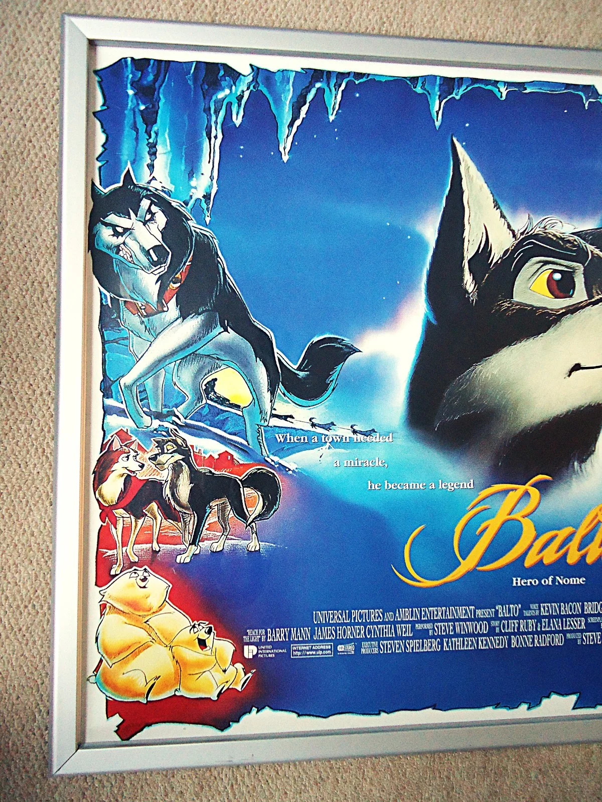 BALTO UK QUAD MOVIE FILM POSTER 1995 31 YRS OLD ORIGINAL JOHN ALVIN ARTWORK GEM, изображение 3