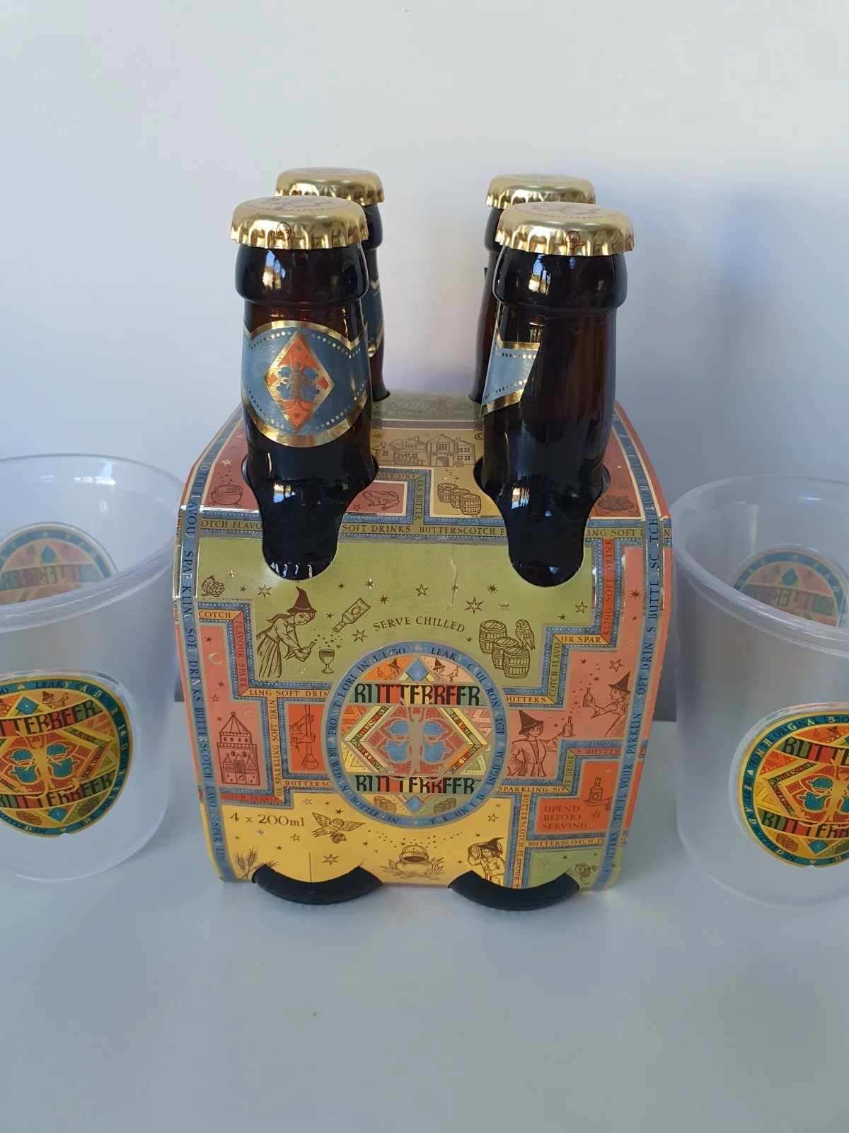 Harry Potter Butterbeer x 4 With Pair Of Plastic Glass Warner Bros Studio, изображение 2