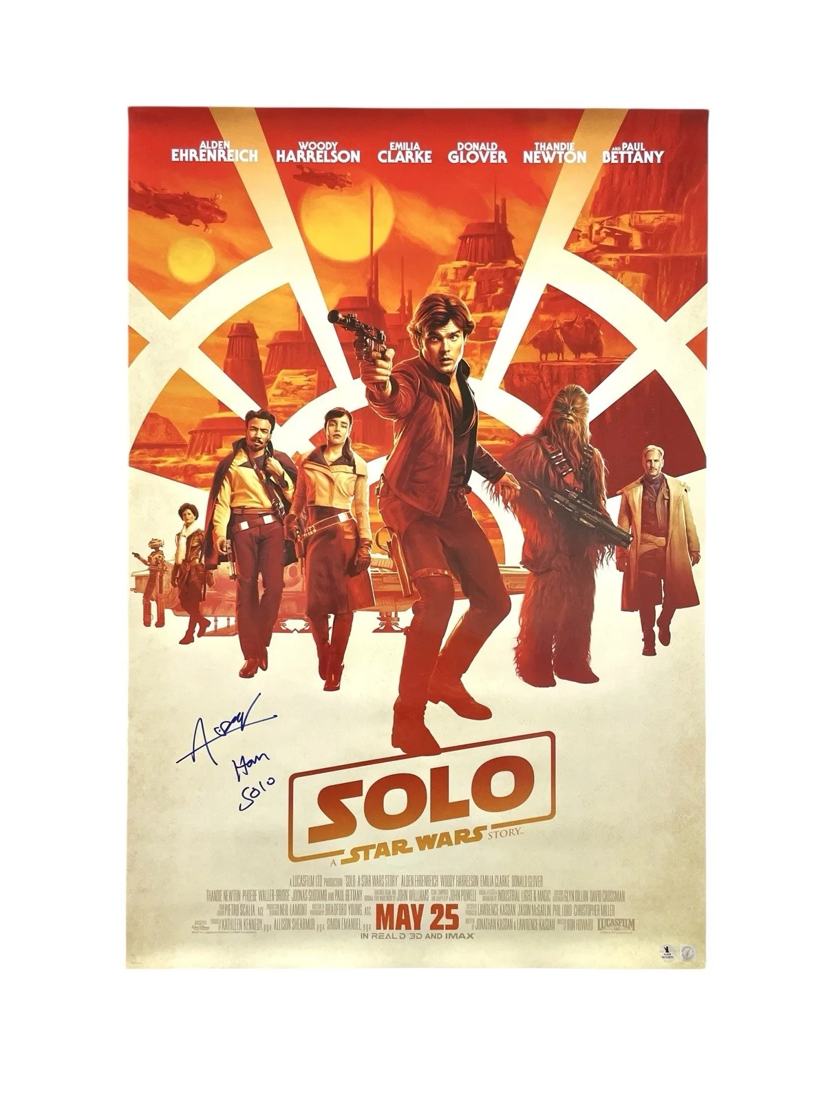 Alden Ehrenreich — Star Wars The Han Solo Story Alden Ehrenreich Rare Signed Original Movie Poster