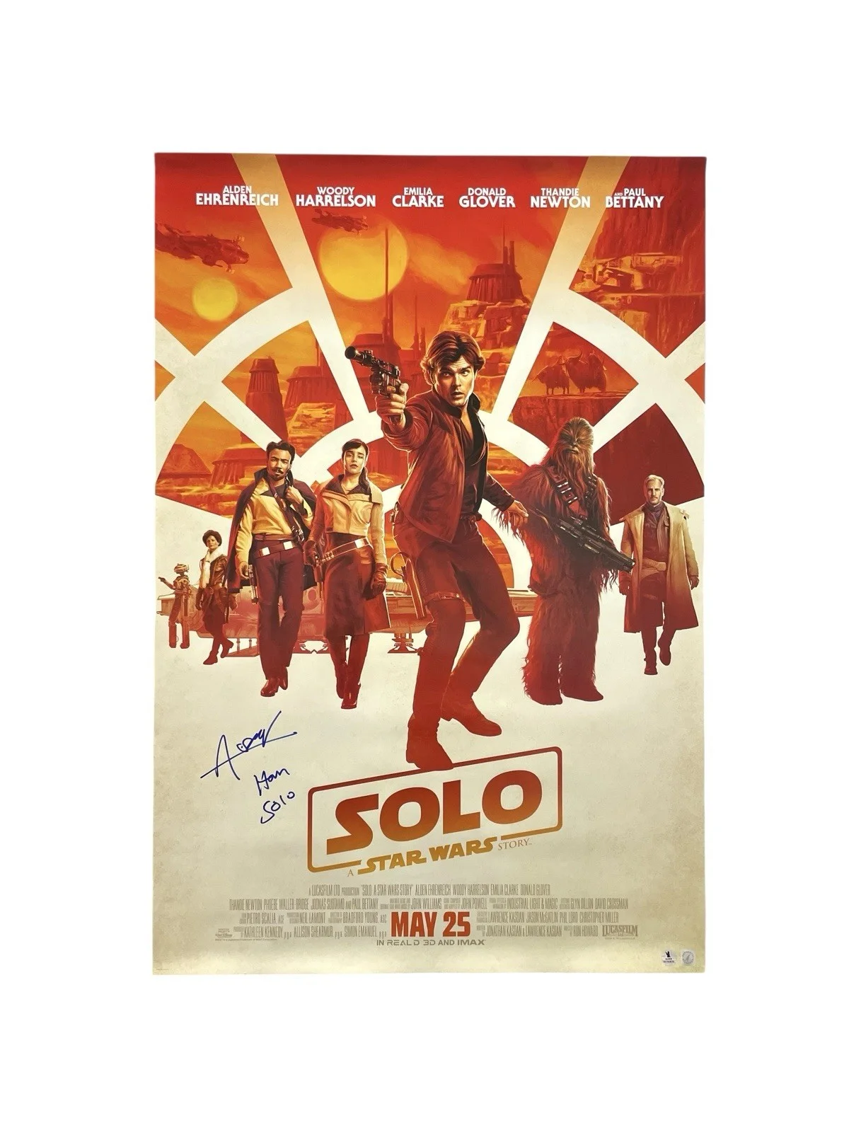 Alden Ehrenreich — Star Wars The Han Solo Story Alden Ehrenreich Rare Signed Original Movie Poster, изображение 3