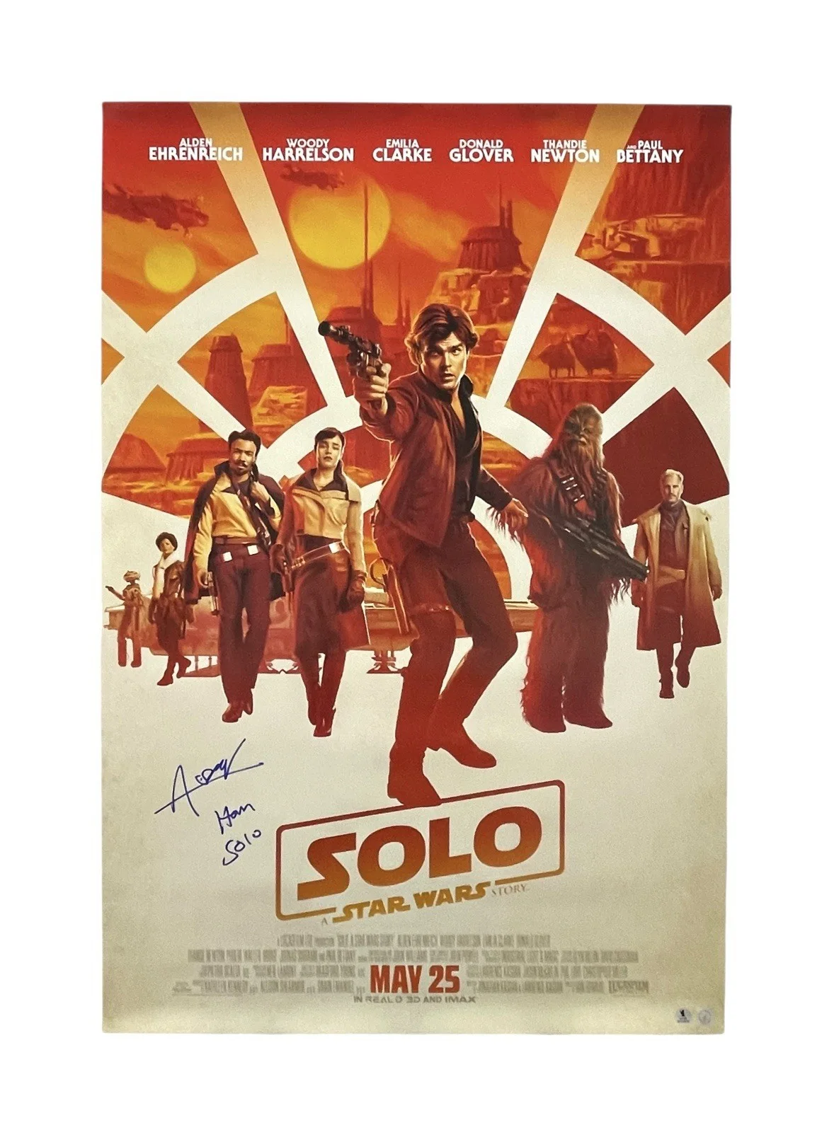 Alden Ehrenreich — Star Wars The Han Solo Story Alden Ehrenreich Rare Signed Original Movie Poster, изображение 5