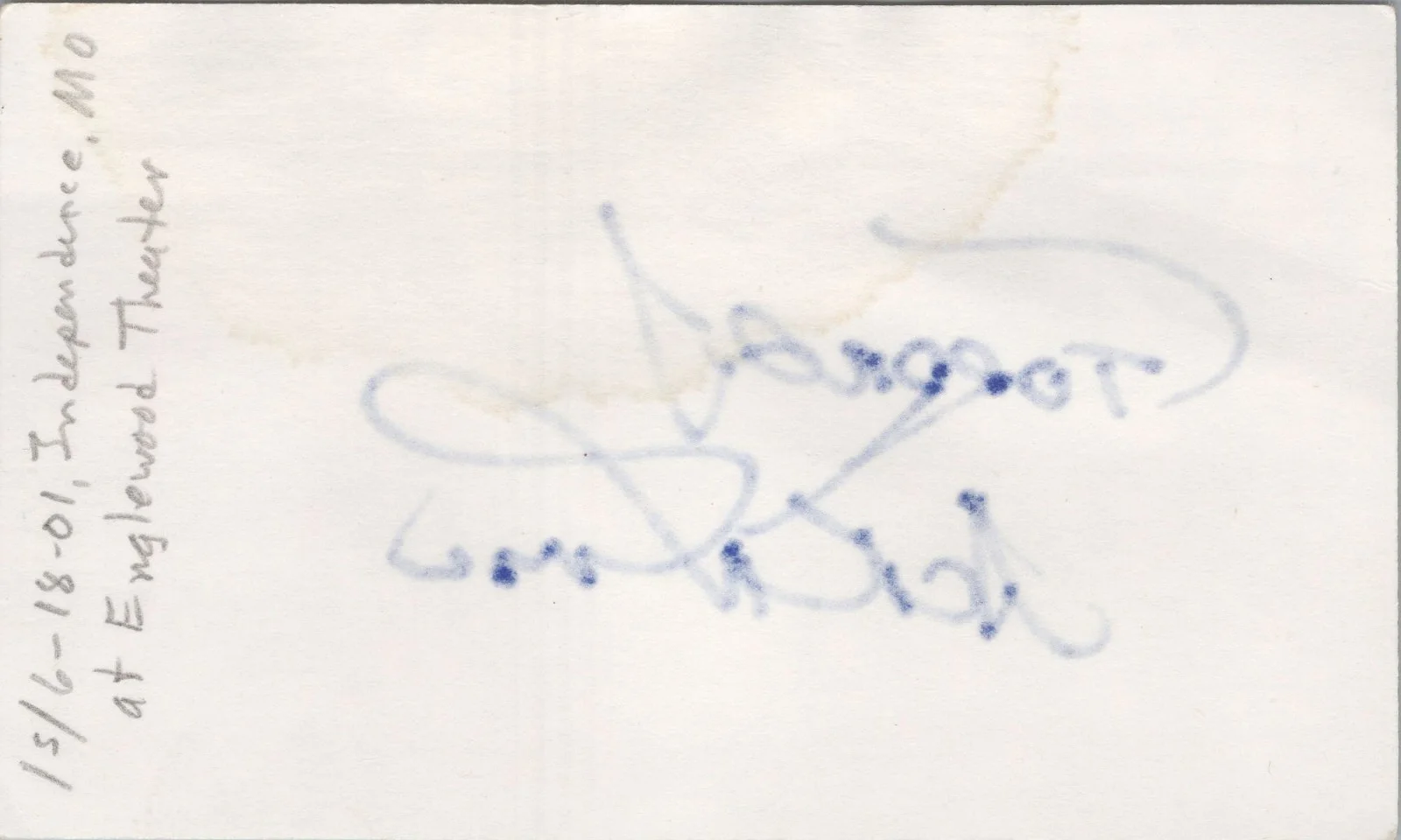 Forrest J Ackerman — Forrest J Ackerman Signed 3x5 Index Card Water Stain Autographed, изображение 2