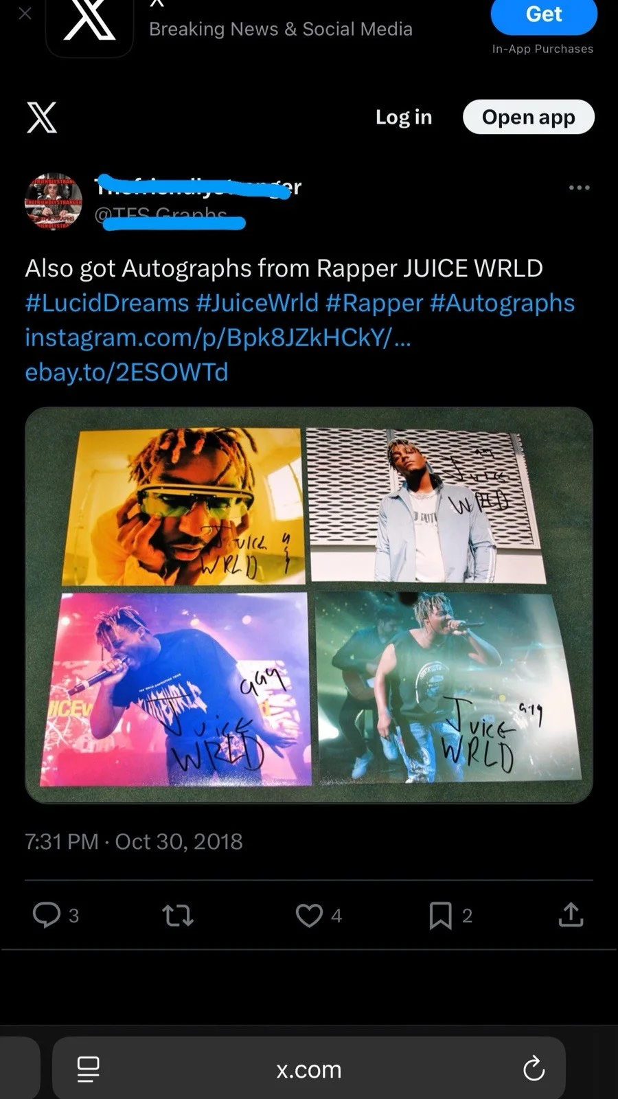 Juice WRLD Signed Autographed 8x10 PSA/DNA Authenticated Photo Proof, image 4