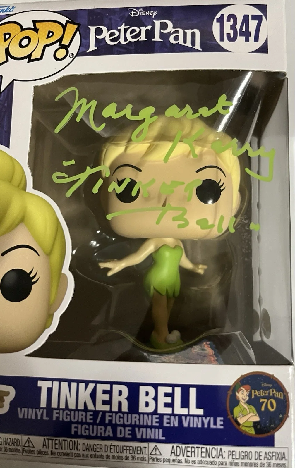 Margaret Kerry — Margaret Kerry Signed & Inscribed "Tinker Bell" Funko Pop #1347 w/ JSA COA, изображение 3