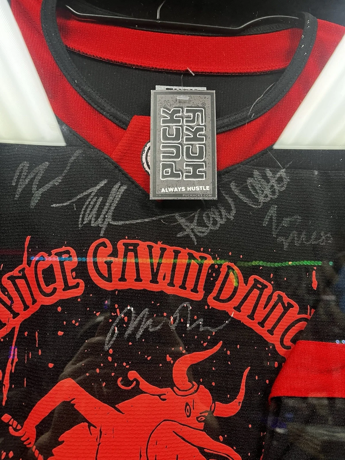 DANCE GAVIN DANCE Puck Hcky AUTOGRAPHED In A TIDY ME Frame 2XL Jersey. New., image 2