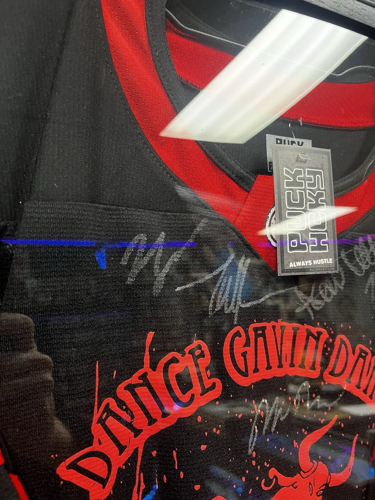 DANCE GAVIN DANCE Puck Hcky AUTOGRAPHED In A TIDY ME Frame 2XL Jersey. New., image 3