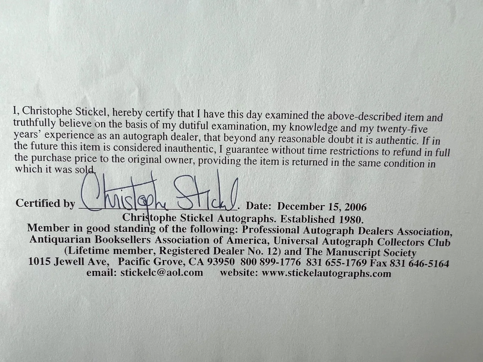LAUREN BACALL — LAUREN BACALL, Color Autographed 8x10 Photo w/ Certified Letter of Authenticity, изображение 4