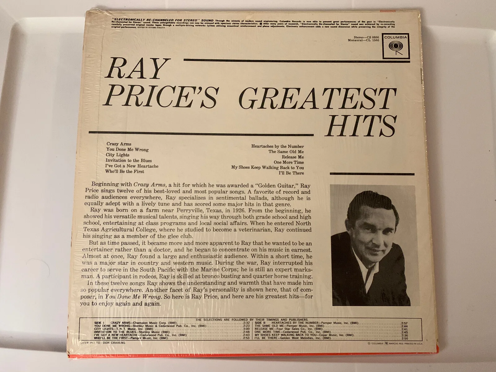 RAY PRICES Country Music Legend 1962 Greatest Hits Vinyl Album, изображение 5