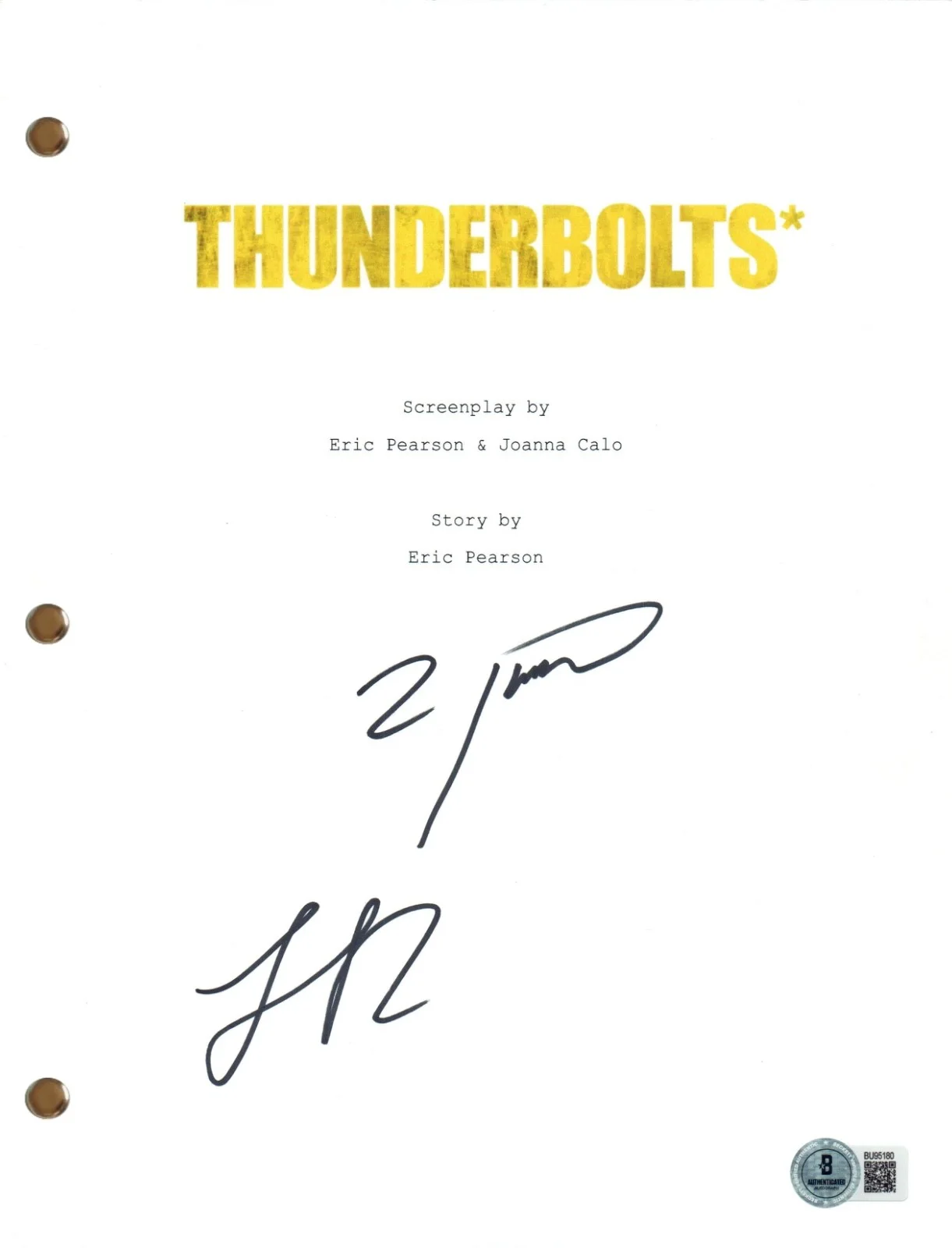 Wyatt Russell, Lewis Pullman — Wyatt Russell & Lewis Pullman Thunderbolts Signed Movie Script Marvel BAS COA