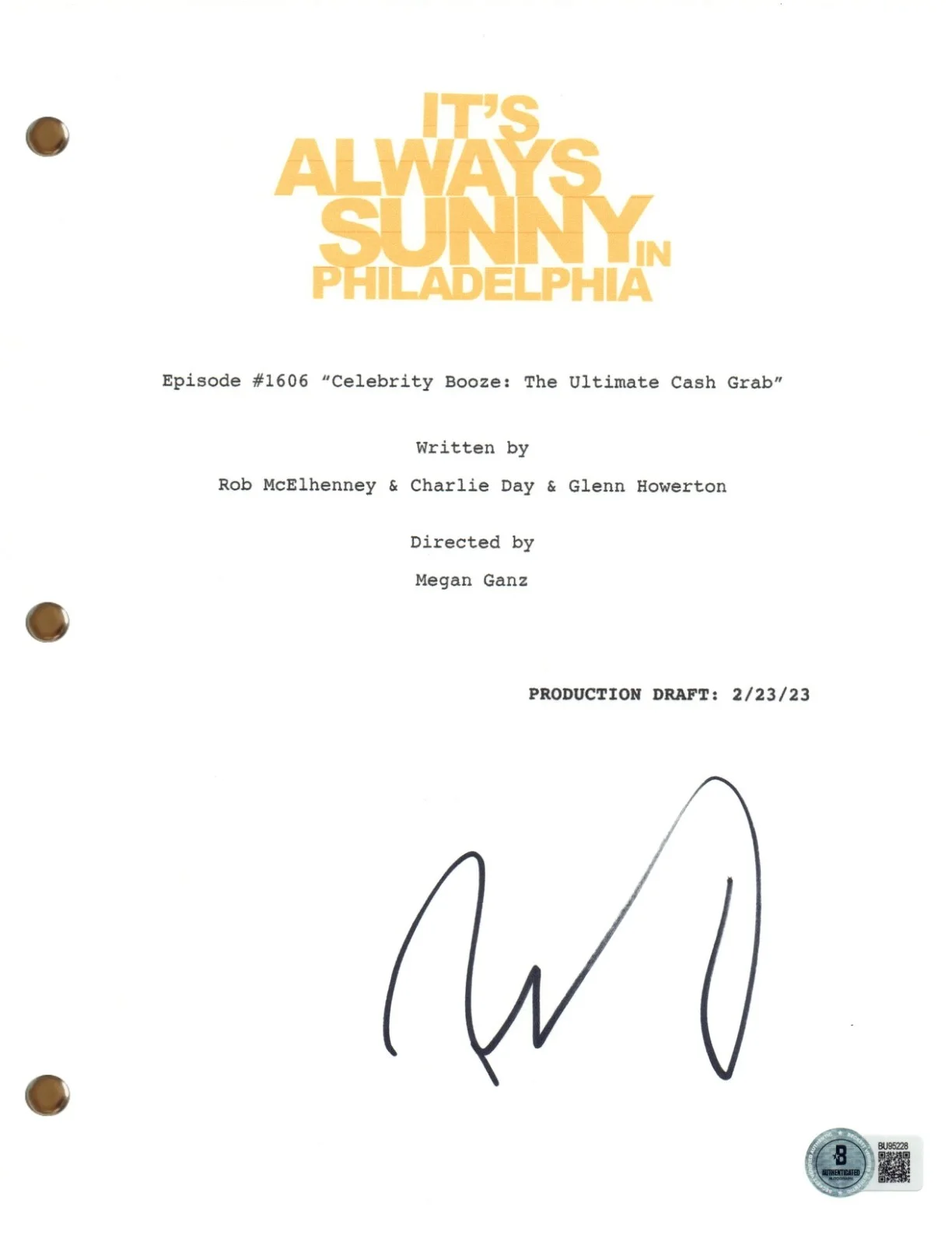 Rob McElhenney — Rob McElhenney Signed It's Always Sunny In Philadelphia Full TV Script BAS COA, image 2