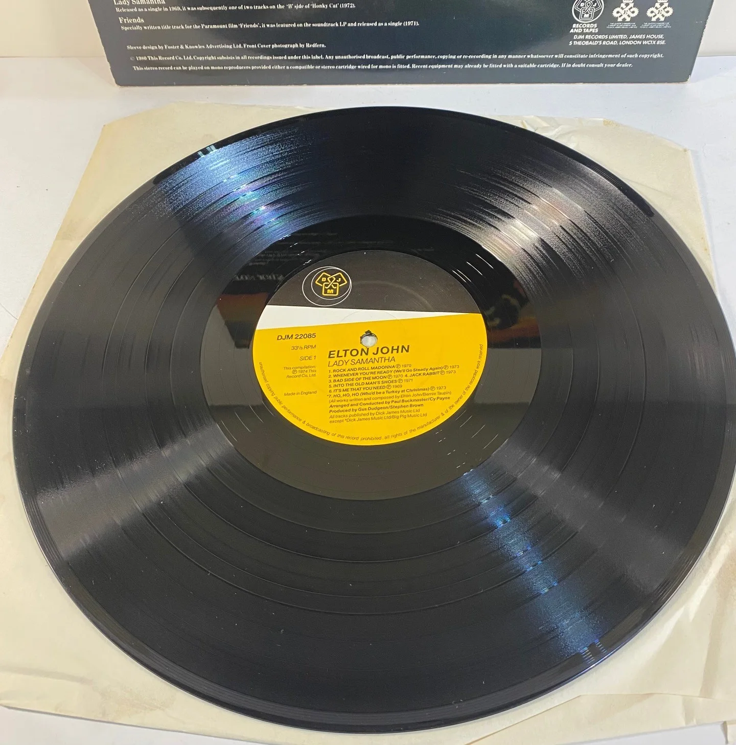 1974 Elton John Lady Samantha (UK Only) Compilation LP Signed "With Love", изображение 3