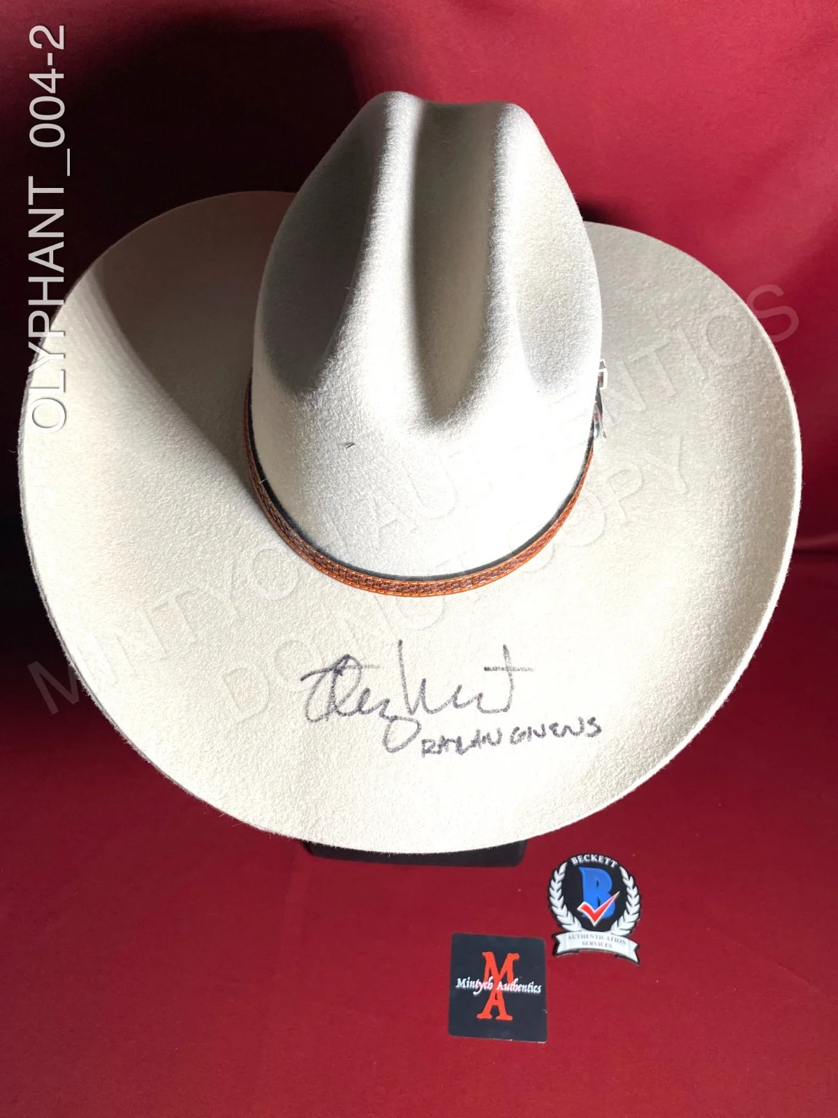 Timothy Olyphant — Timothy Olyphant autographed signed Stetson Cowboy hat Justified Beckett COA, image 2