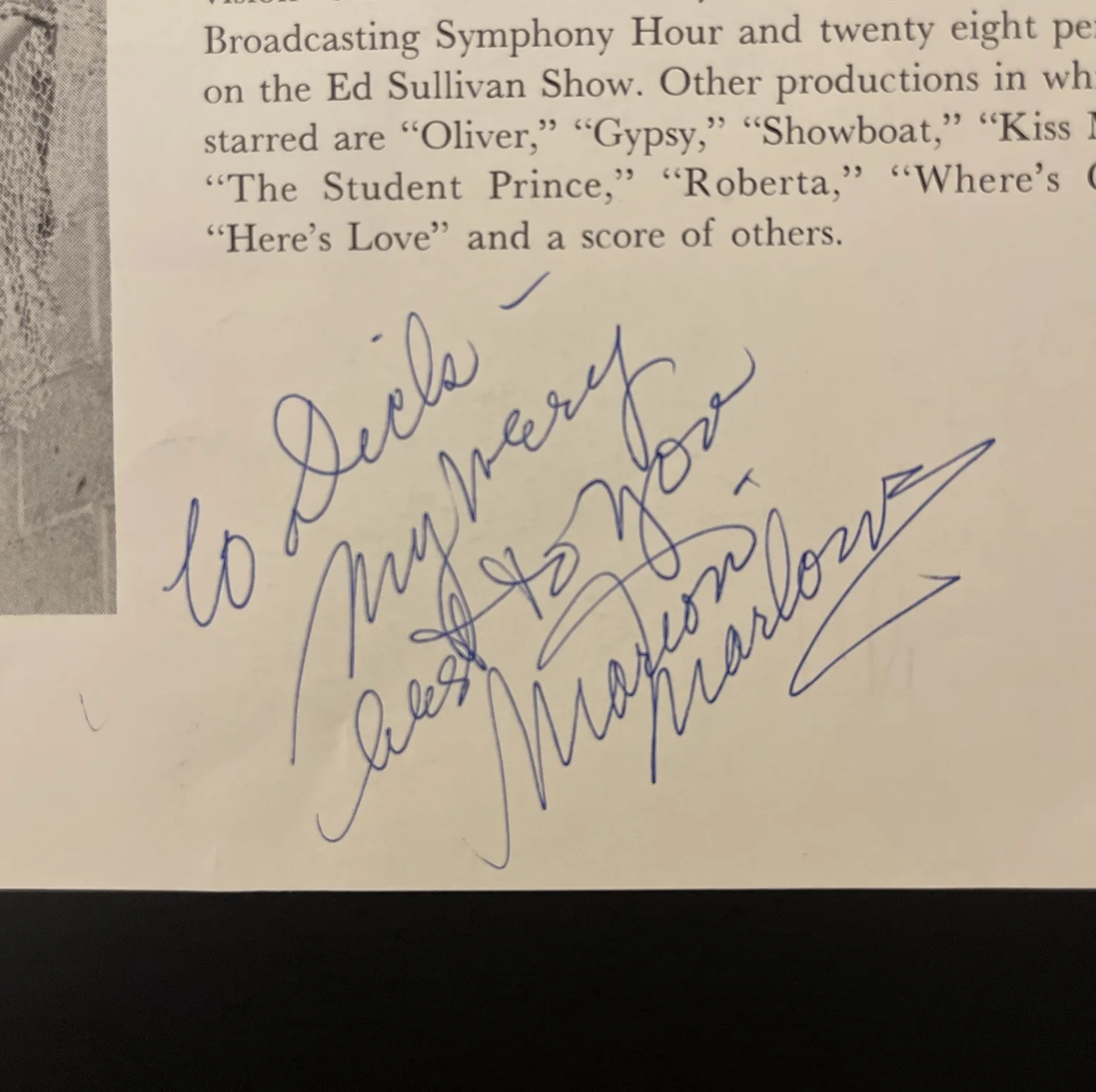 MARION MARLOWE TV & Radio Personality: Hand Signed Celebrity Photo Bio 5x7” /KSK, изображение 3