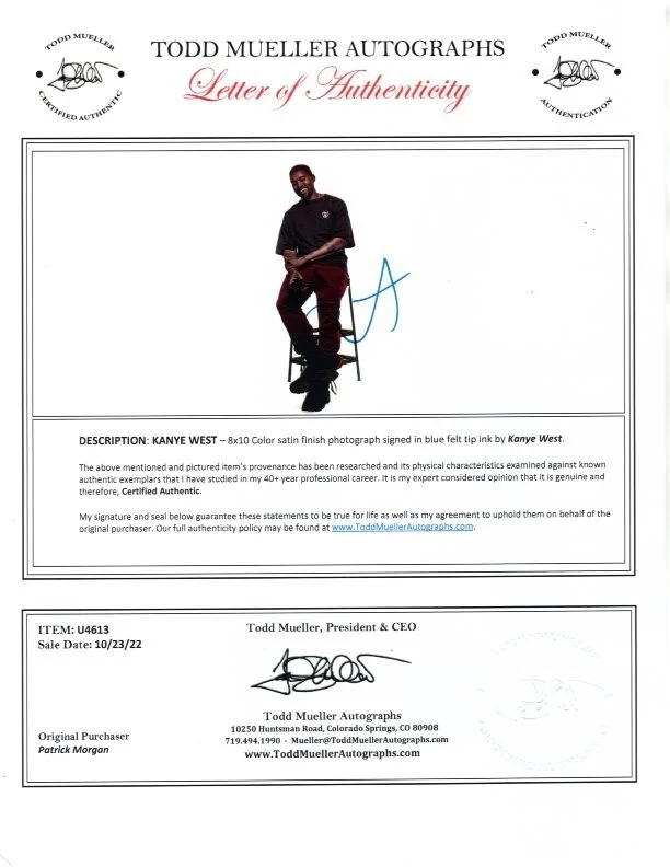 Kanye West signed autographed 8x10 photograph COA, image 2