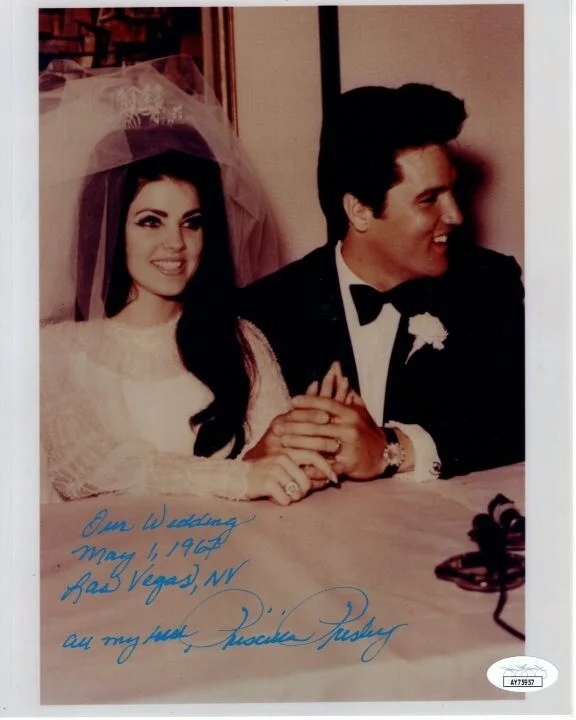 Priscilla Presley — Priscilla Presley signed autographed 8x10 Elvis Wedding photo JSA