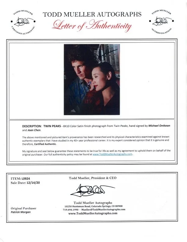 Joan Chen, Michael Ontkean — Michael Ontkean and Joan Chen signed 8x10 Twin Peaks photograph COA, изображение 2