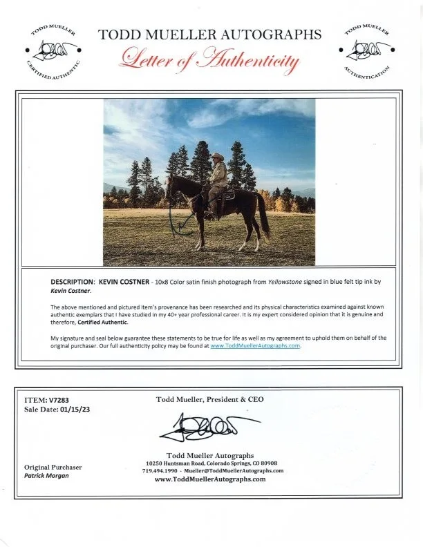 Kevin Costner — Kevin Costner signed 8x10 Yellowstone John Dutton photo COA, изображение 2