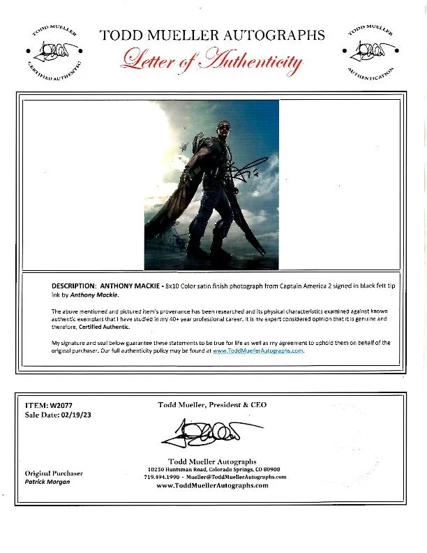 Anthony Mackie — Anthony Mackie signed 8x10 Captain America Falco photo COA, image 2