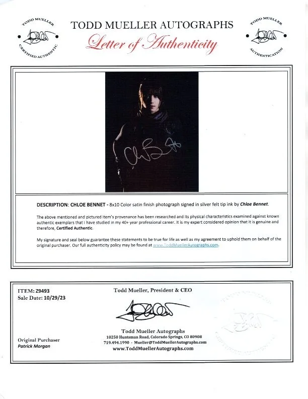 Chloe Bennet — Chloe Bennet signed 8x10 Agents of S.H.I.E.L.D. Skye photo COA, image 2