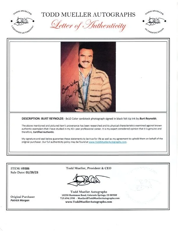 Burt Reynolds — Burt Reynolds signed autographed 8x10 photograph COA, image 2