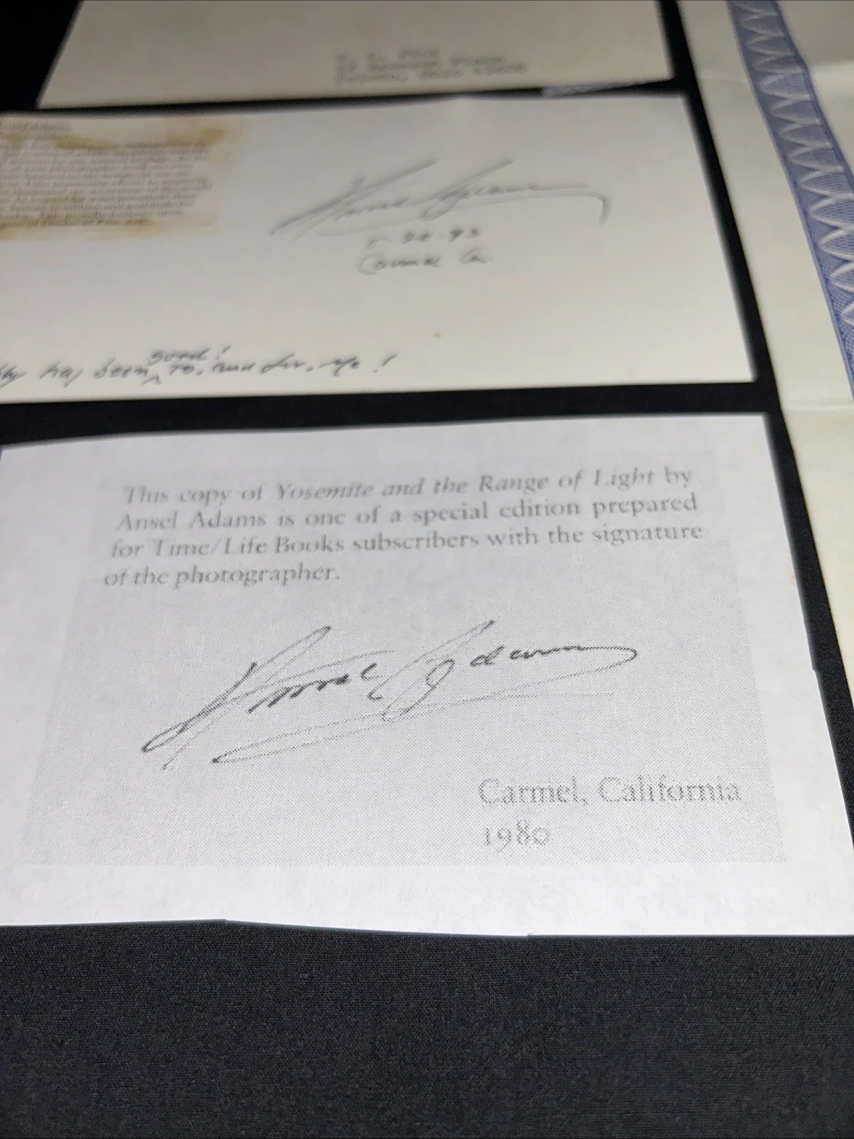 Ansel Adams — Ansel Adam’s Signature Signed Card Certificate Of Authenticity, изображение 4