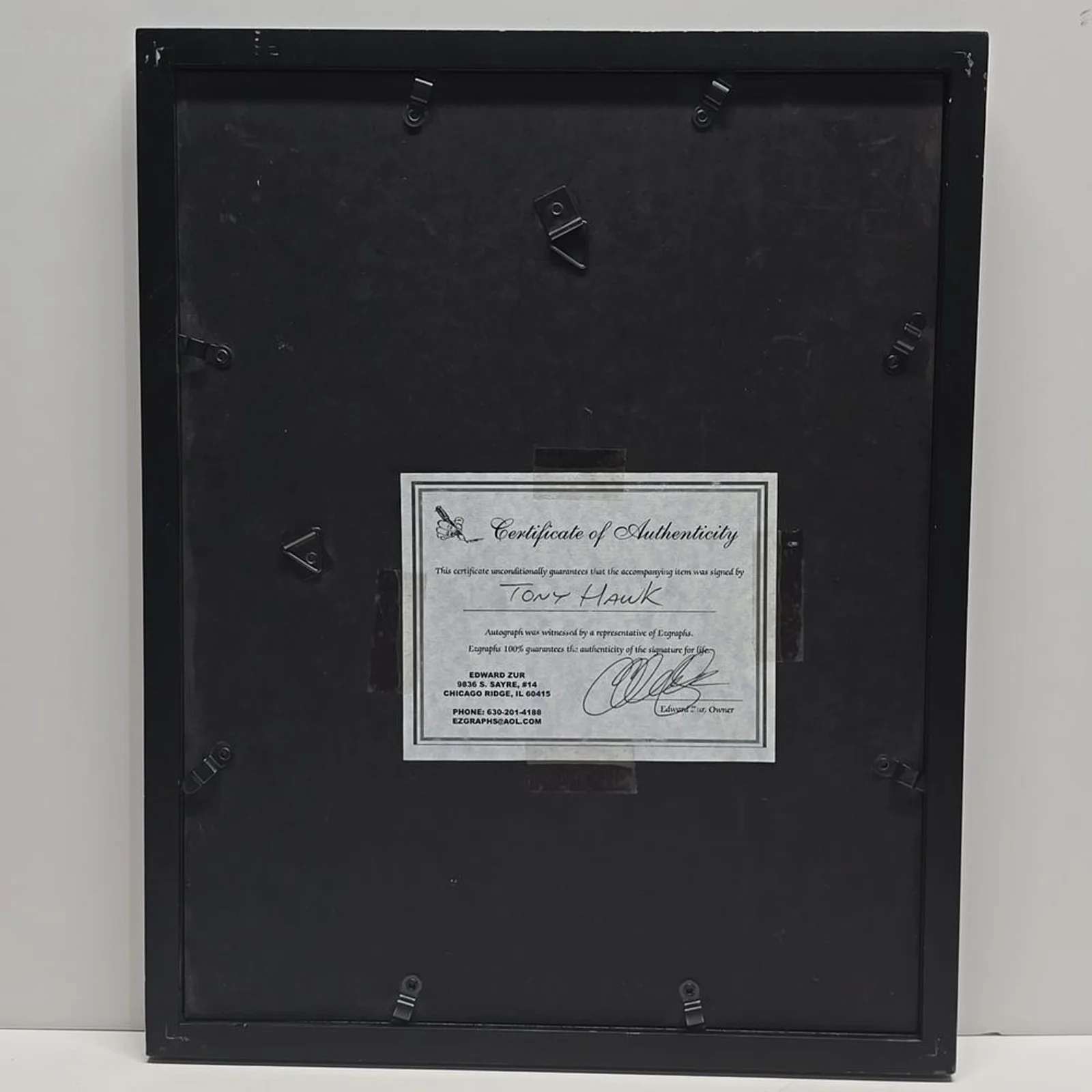 Tony Hawk — {Tony Hawk} Black Framed Skateboarder Autographed Photo w/COA, image 5