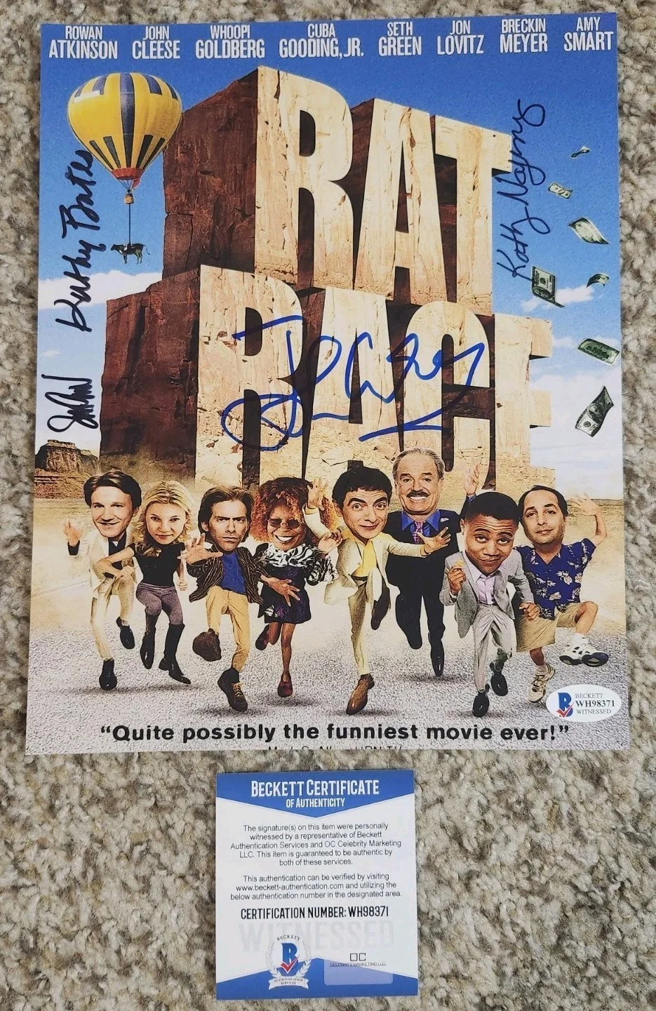 John Cleese — John Cleese Kathy Najimy Kathy Bates Signed Auto Rat Race 8x10 Photo Beckett JSA
