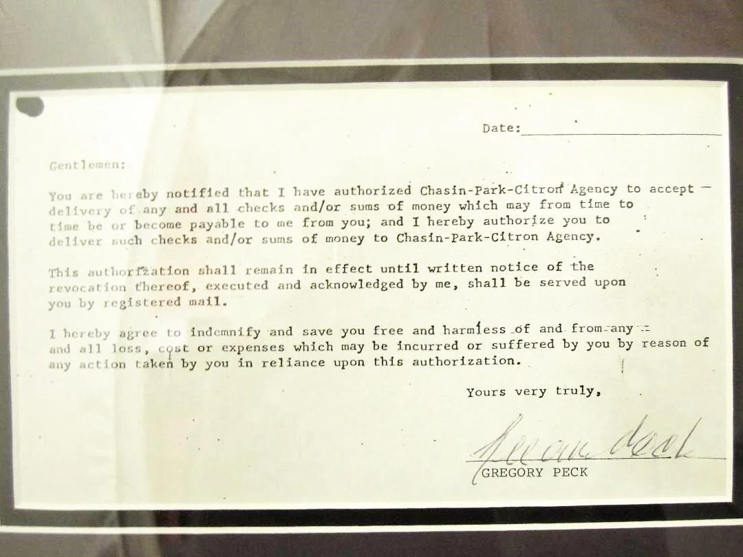 Gregory Peck Signed Nameplate To Kill a Mockingbird Letter Photo Framed, image 3
