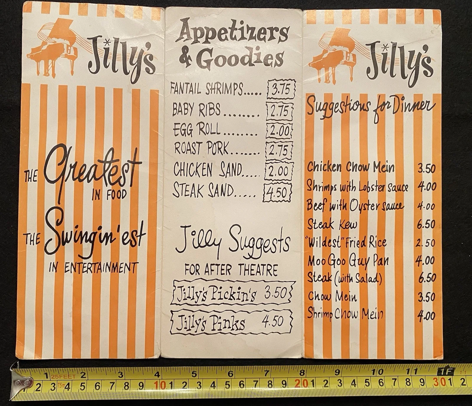 FRANK SINATRA signed autograph JILLY'S menu signature circa 1960s Rat Pack RARE!, изображение 5