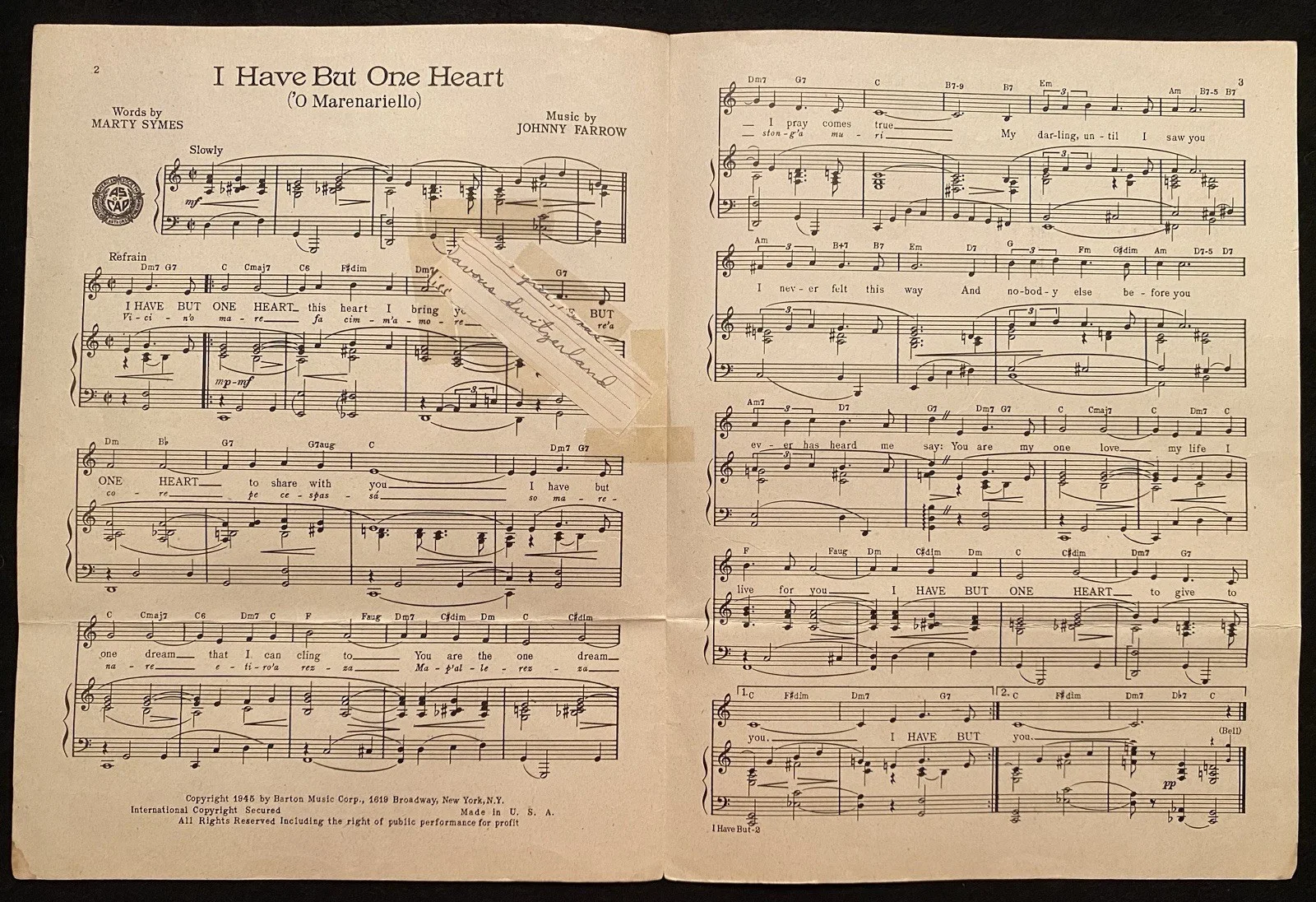 Vintage FRANK SINATRA signed cut 1940s ink signature autograph with Sheet Music, изображение 3