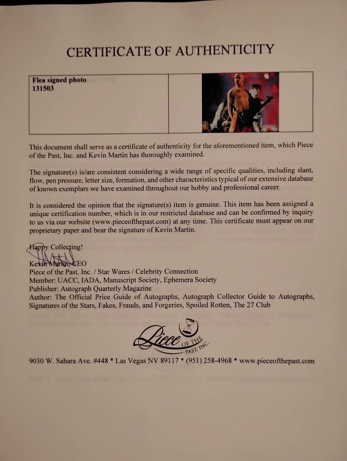 Flea Signed Autographed Photo Red Hot Chili Peppers Authenticated W/COA, изображение 2