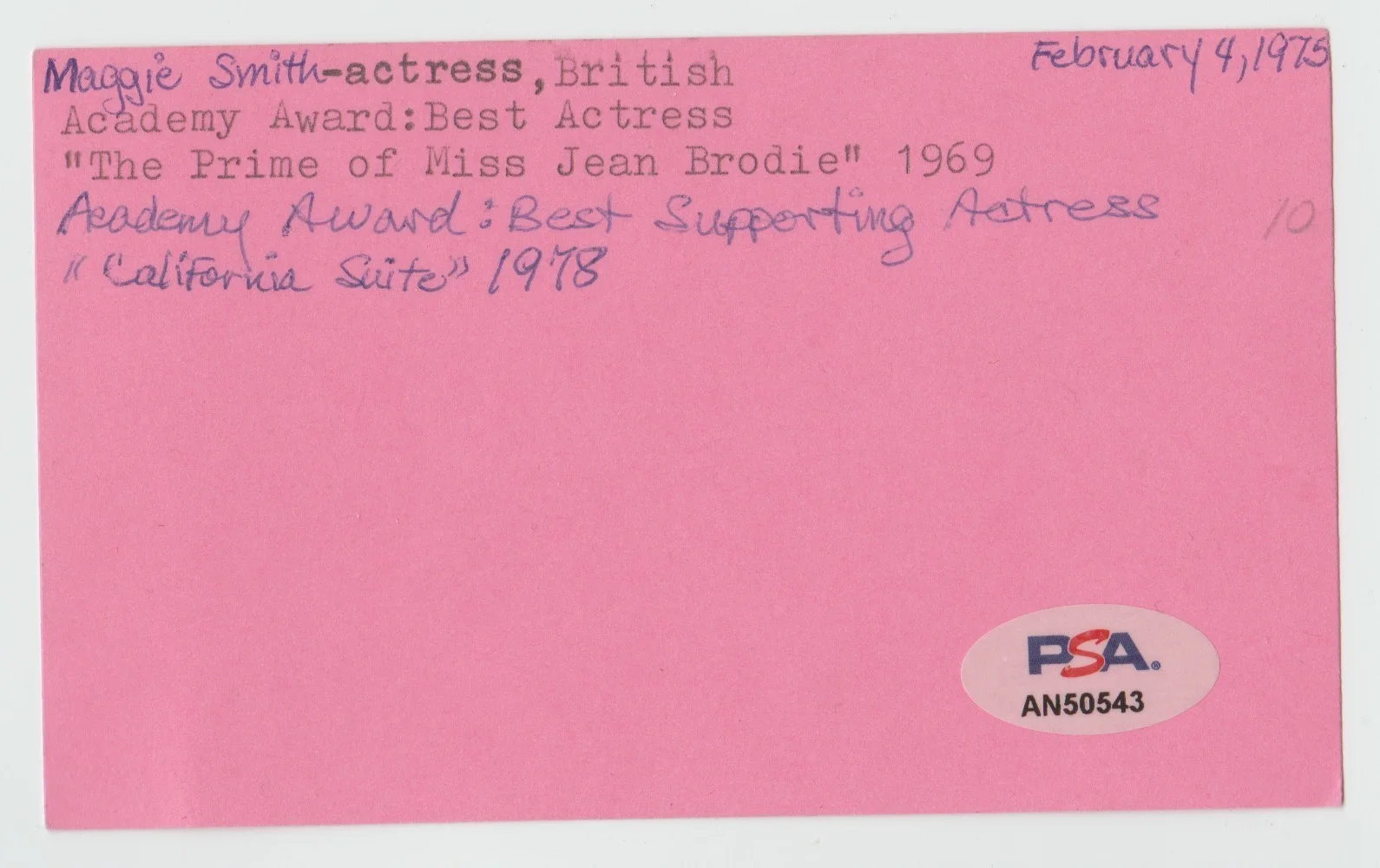 Maggie Smith — MAGGIE SMITH Signed 3 x 5 Index Card Autograph PSA/DNA AUTO Harry Potter 2 AA, image 2