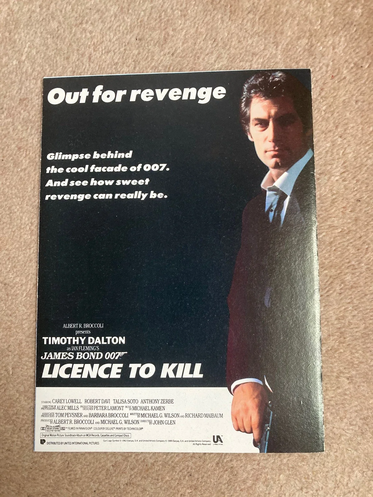 James Bond Licence To Kill - A5 Colour Promotional Fold Out Cinema Flyer, image 3
