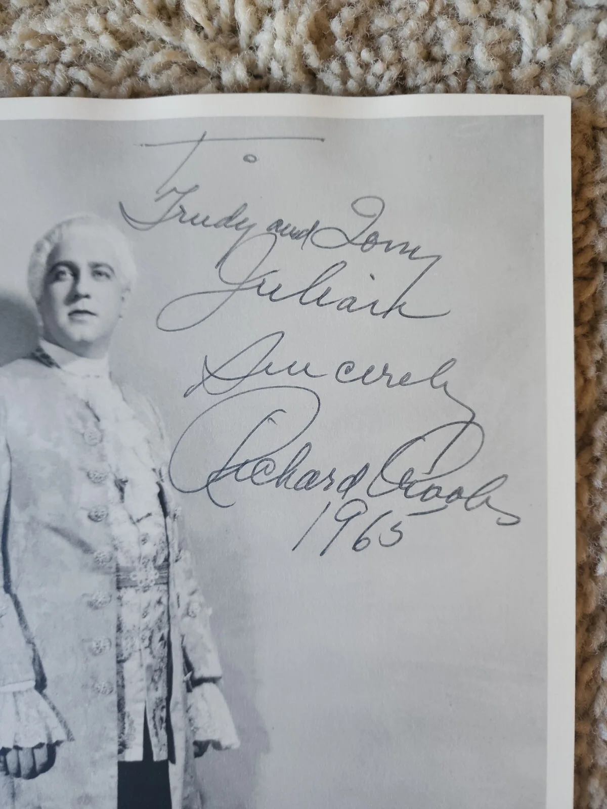 Autograph Richard Crooks American Opera Singer signed photo 1965, изображение 2
