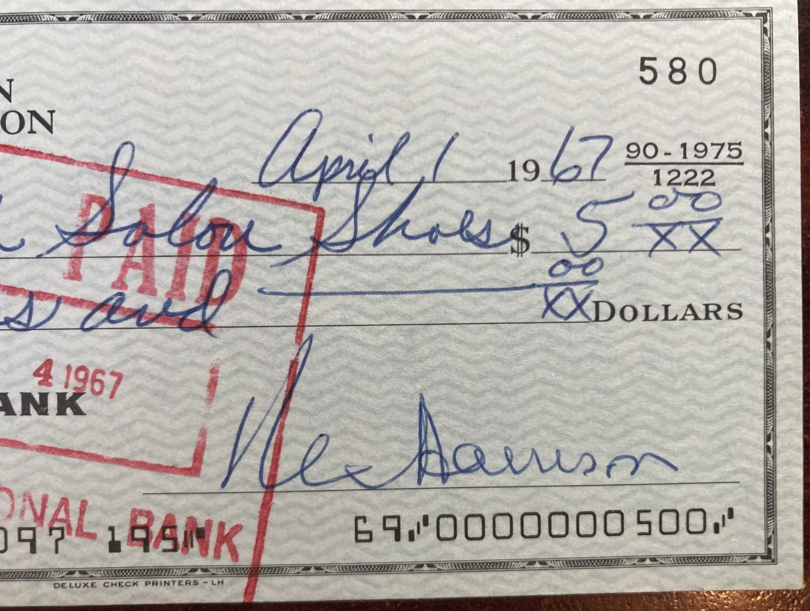 Rex Harrison — REX HARRISON - *Signed* check - 1967 - Award Winning Actor, image 2