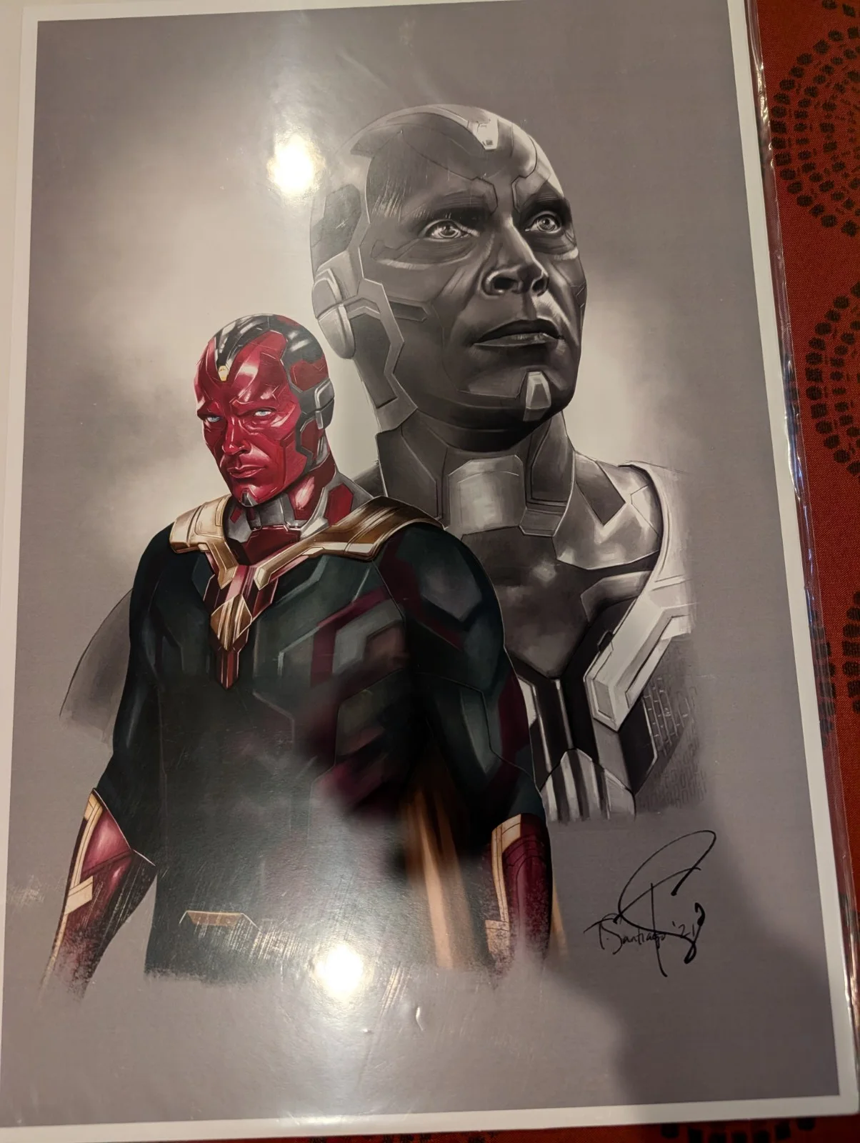 TONY SANTIAGO — TONY SANTIAGO-Marvel Comics VISION 13x19 Signed Lithograph, image 2