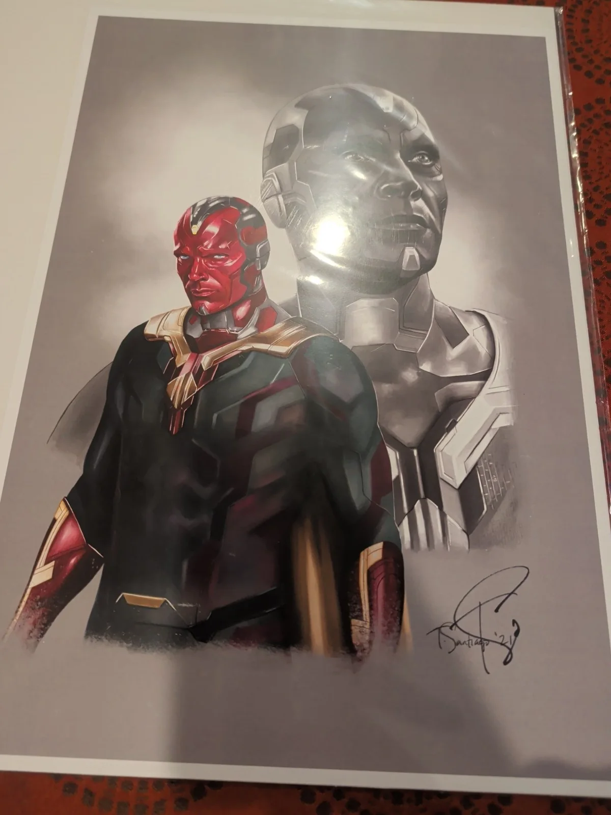 TONY SANTIAGO — TONY SANTIAGO-Marvel Comics VISION 13x19 Signed Lithograph, image 4