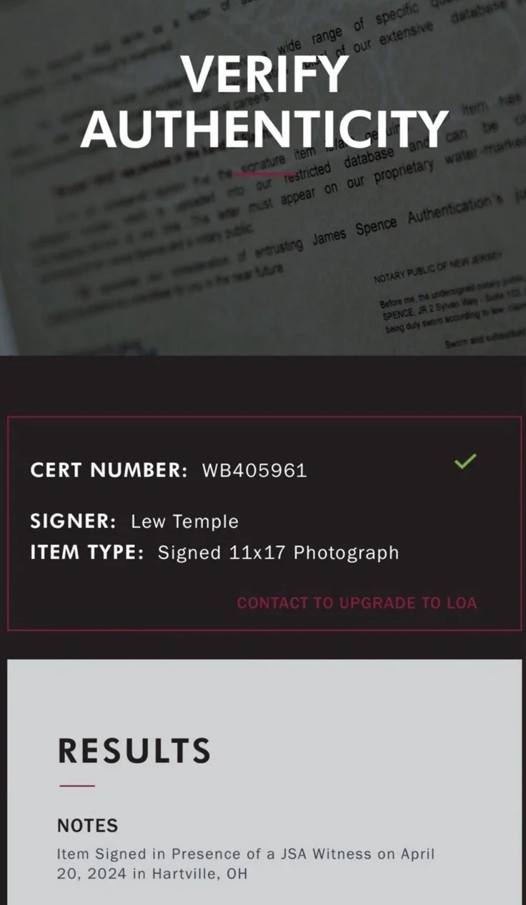 Locus Fender Lew Temple — Signed Autographed Locus Fender Lew Temple' Film Domino 11x17 Photo JSA COA, изображение 4