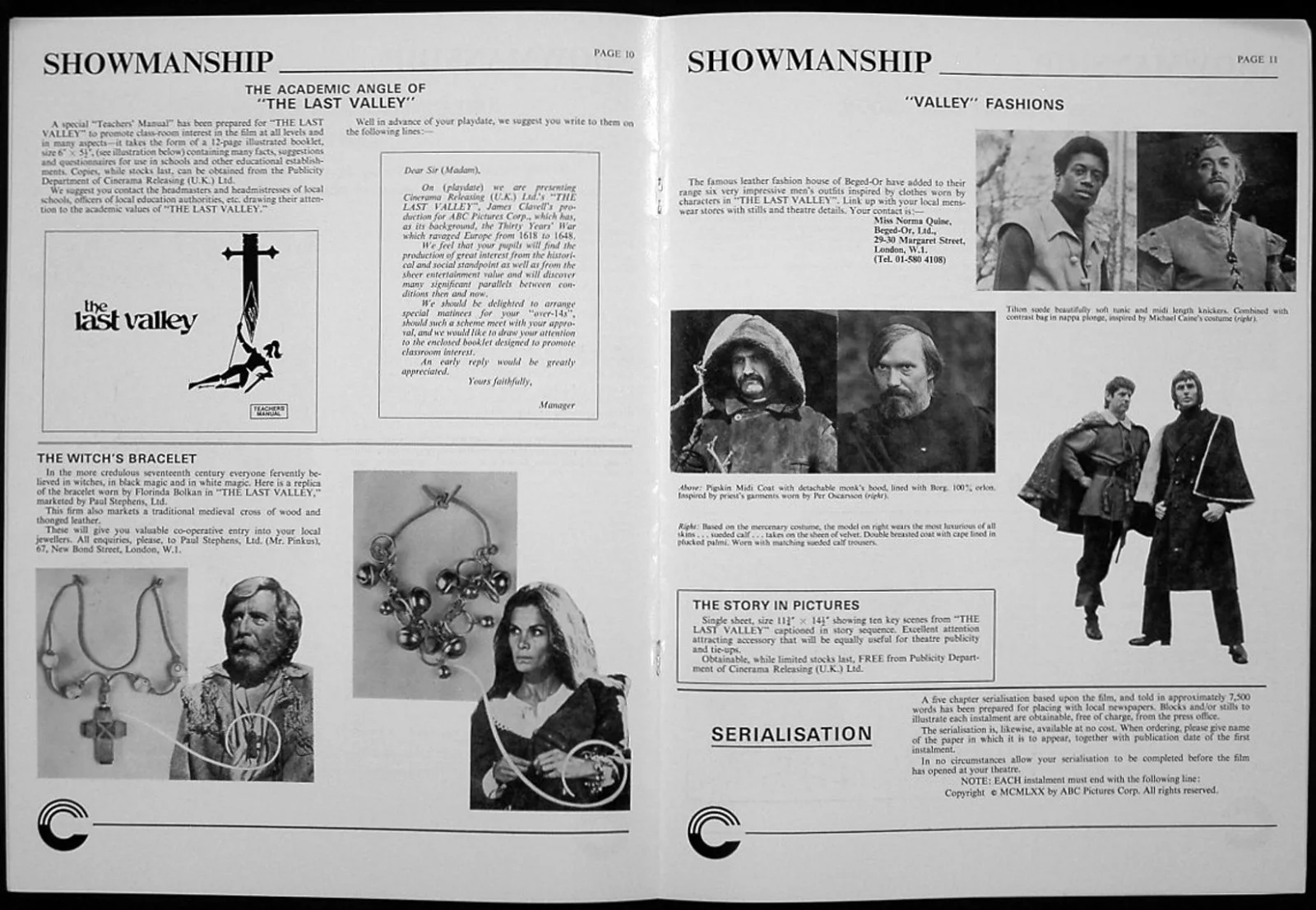 LAST VALLEY 1971 Michael Caine, Omar Sharif, Florinda Bolkan UK PRESSBOOK, изображение 3