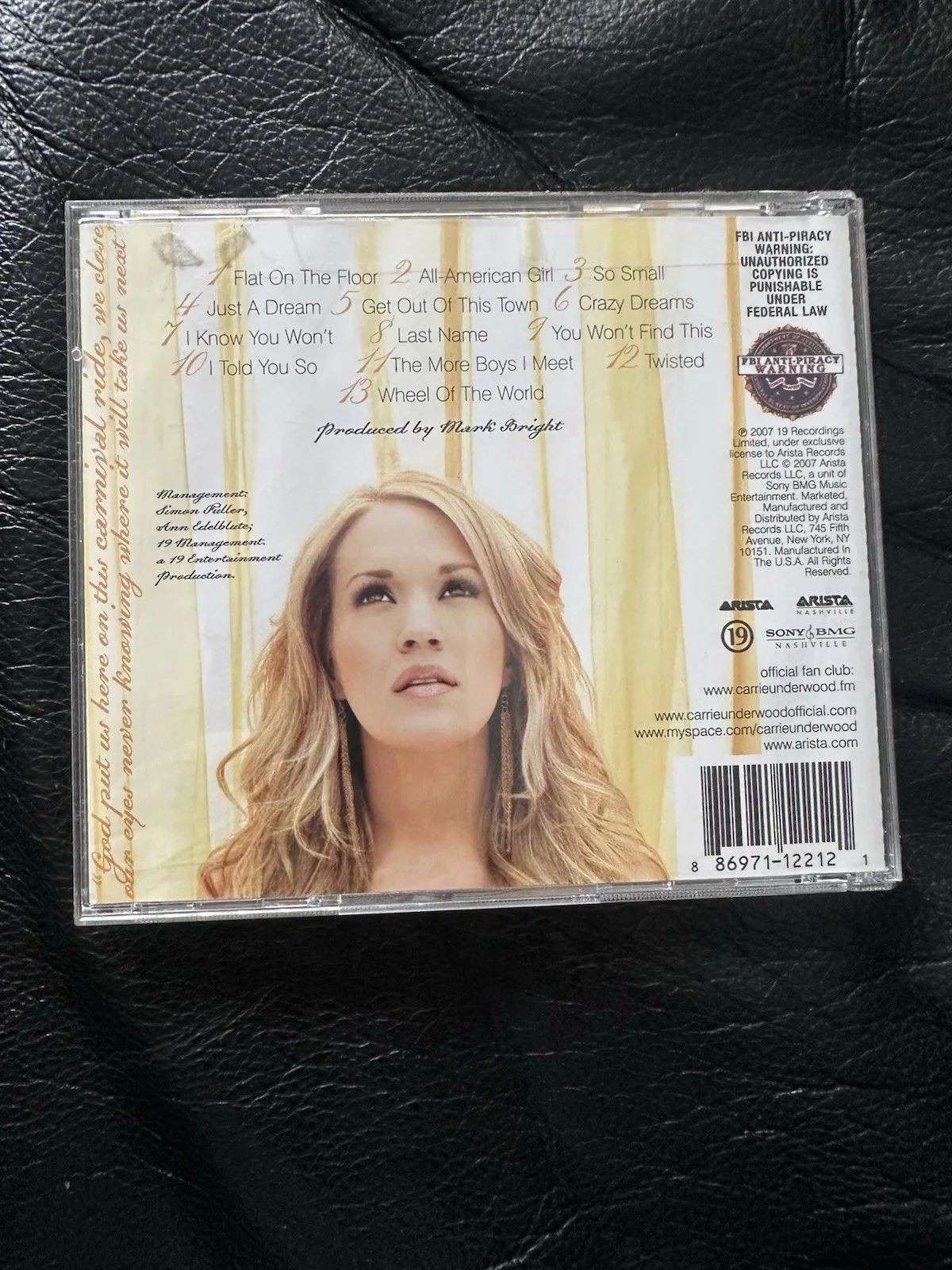 Carrie Underwood Signed Carnival Ride CD BECKETT COA BU97762, изображение 3