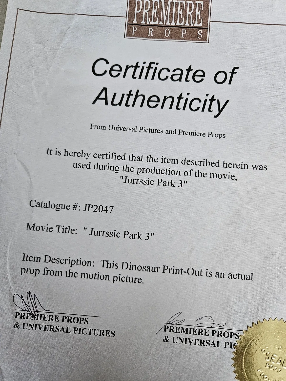 Jurassic Park 3 Screen Used Movie Prop + COA / Velociraptor Raptor CT Scan World, изображение 5